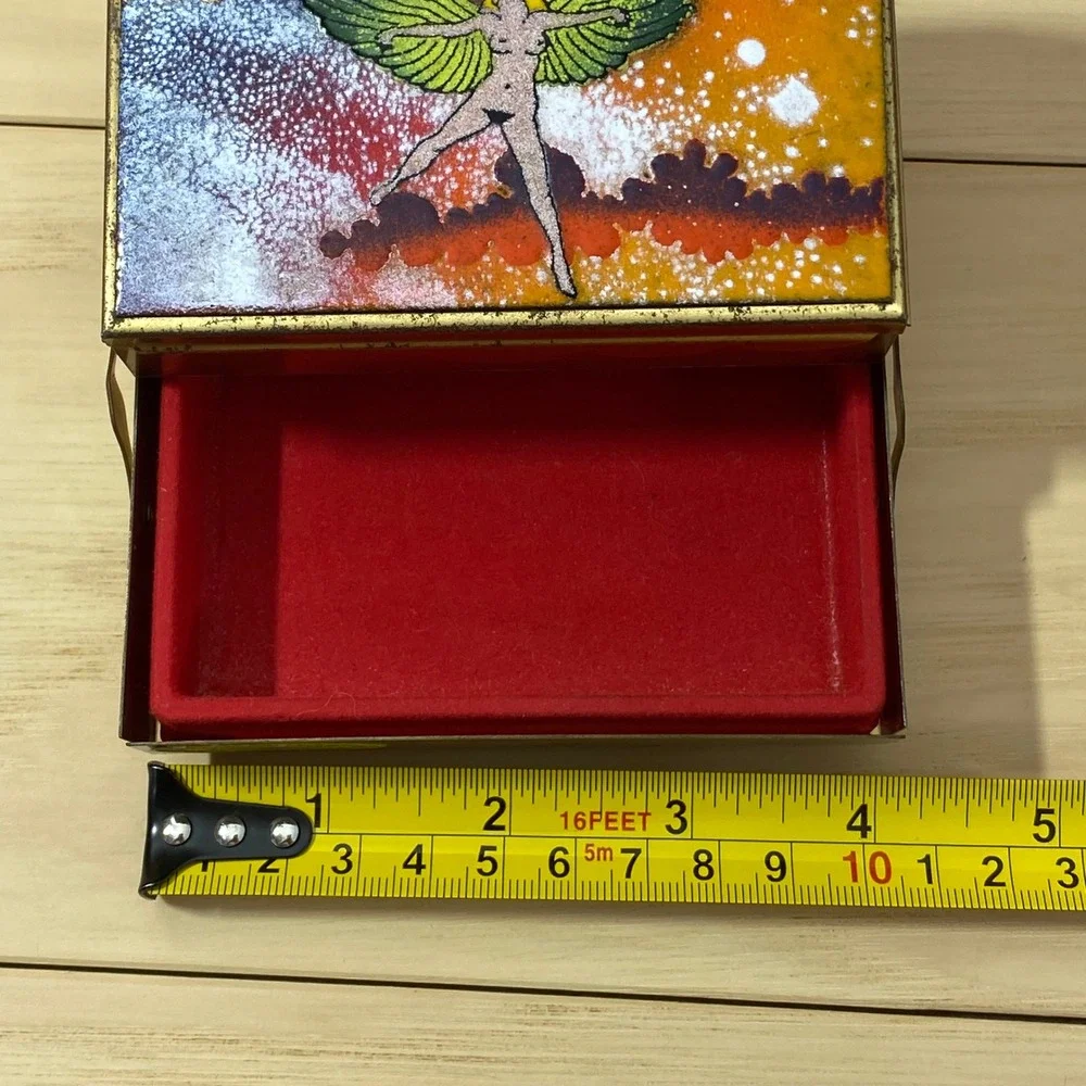 Vintage Day Dreams Handcrafted Porcelain‎ Enamel Jewelry Box Winged Woman Brass